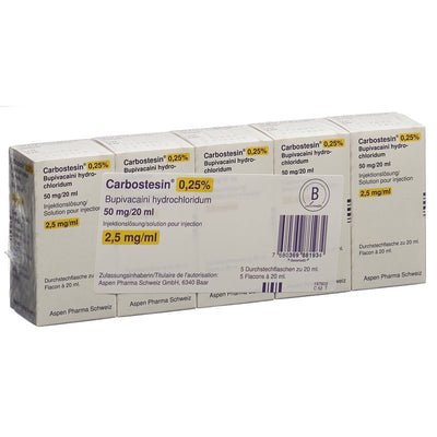 CARBOSTESIN 0.25% Inj Lös 50 mg/20ml 5 Amp 20 ml