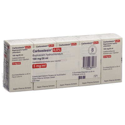 CARBOSTESIN 0.5% Inj Lös 100 mg/20ml 5 Amp 20 ml
