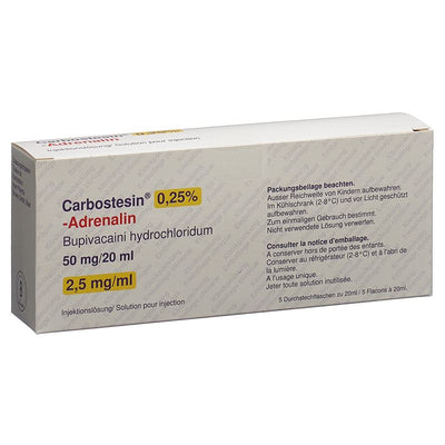 CARBOSTESIN 0.25% Adre 50 mg/20ml 5 Durchstf 20 ml